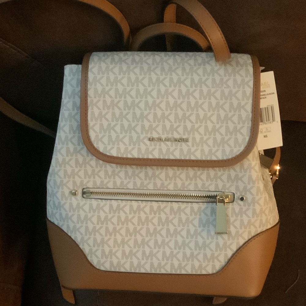 Michael Kors Harrison Cream and Tan Women's Backpack-NWT
